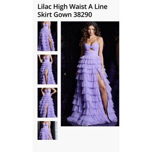 Jovani Lilac High Waist Ruffled Layered A LineSkirt Gown ~ 38290 Size 4